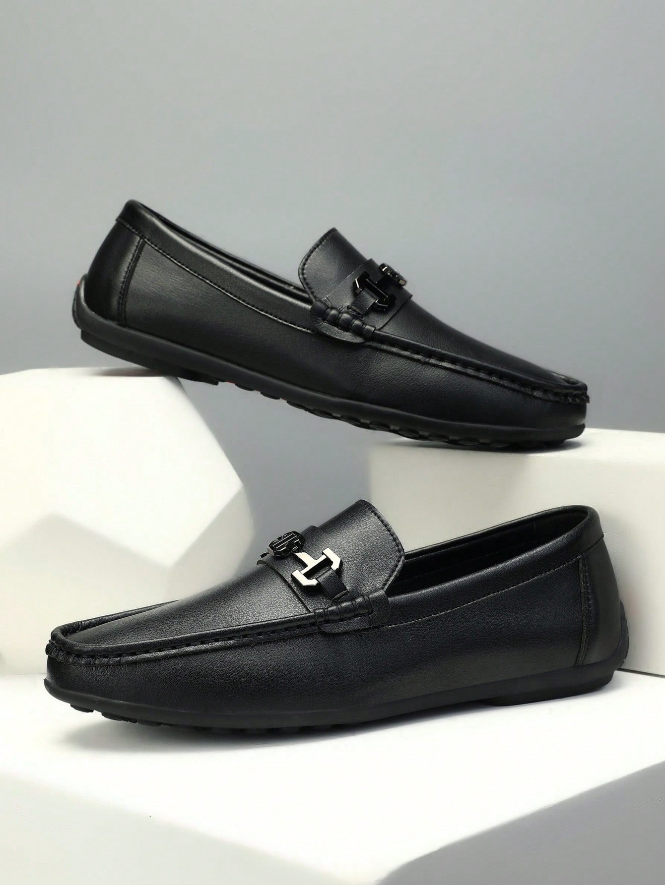 Work Loafers For Men, Metal Decor Casual Loafers