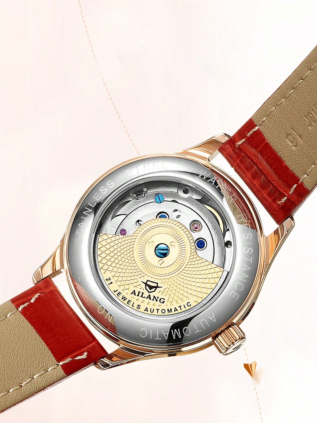 Women's Automatic Mechanical Watch Waterproof Moon Phase Flywheel Luminous Luxurious Fashion Trend Wristwatch