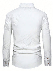 Manfinity Mode Men's Geometric Striped Long Sleeve Shirt
