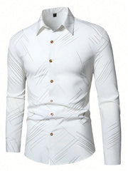 Manfinity Mode Men's Geometric Striped Long Sleeve Shirt