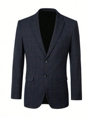 Men's Plaid Suit Three-Piece Set Including Jacket, Vest, And Pants